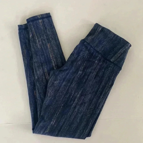 Victoria’s Secret Sport Knockout Tight Blue Metallic Silver Gold Stretch - Picture 1 of 6